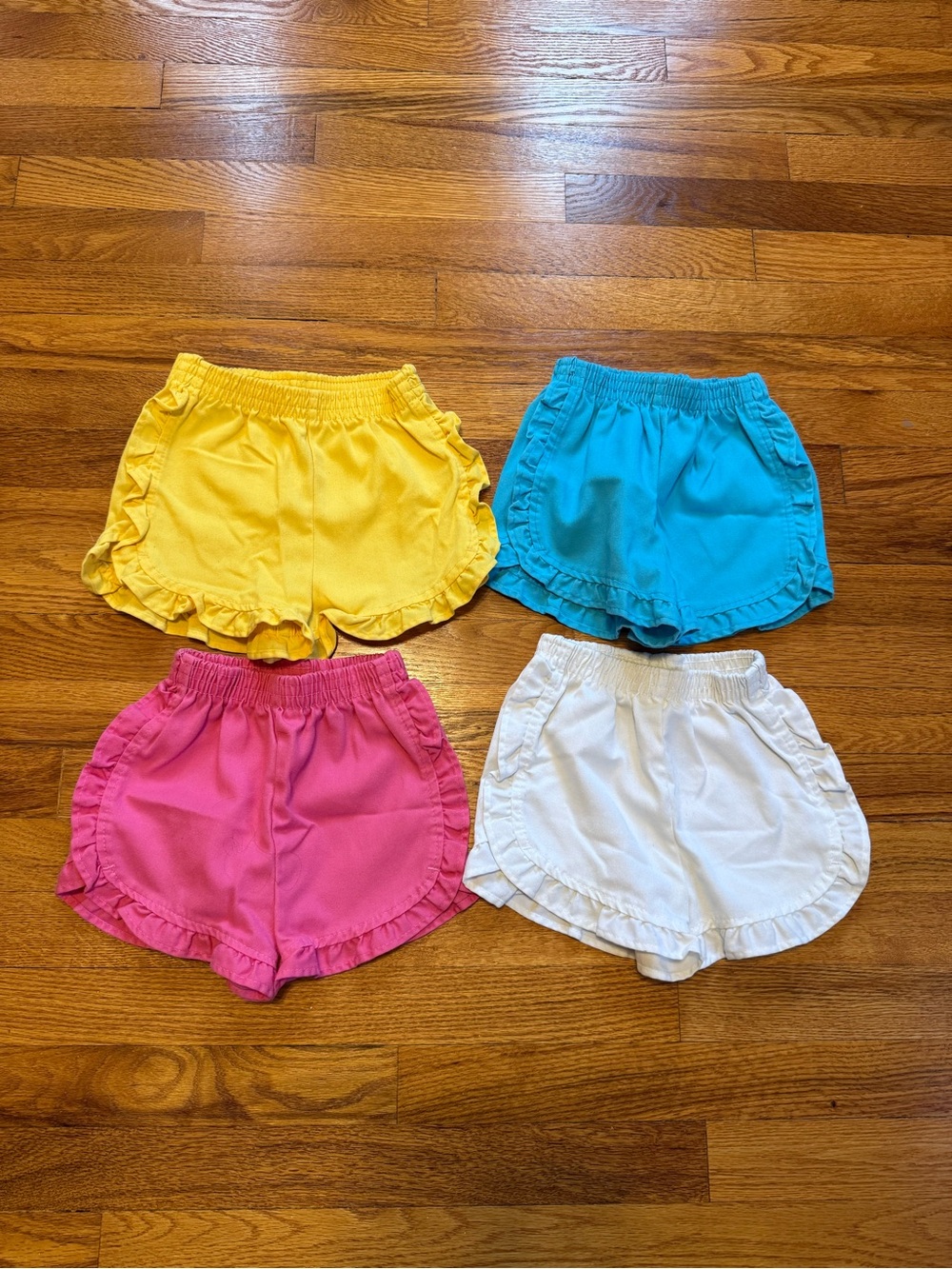 Vintage 70s 80s Ruffle Shorts Lot (4 Pairs), Colorful Cute Kids (Youth Size 5/6)